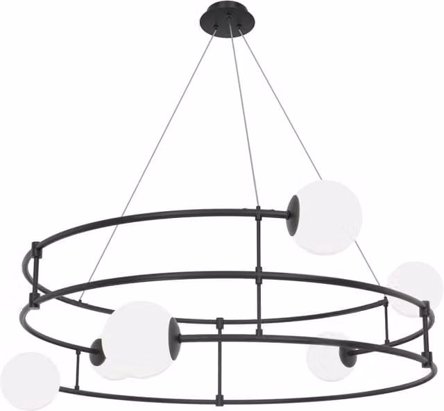 Maytoni Lampadario moderno Balance 6 luci G9 finitura nero metallo vetro