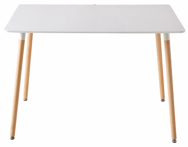 Tavolo da pranzo nordico - Tavolo rettangolare per cucina o scrivania, 110 cm - Realizzato in legno massello - Design moderno e minimalista - Adatto per 6 persone - Bianco