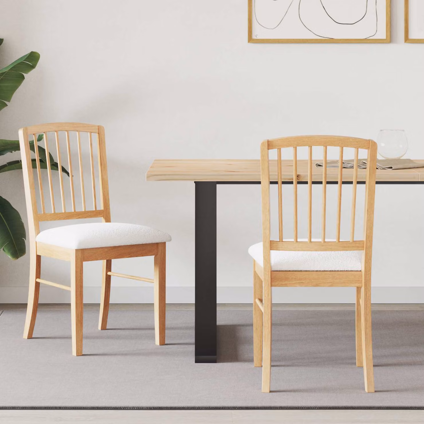 Set di 2 sedie da pranzo moderne vidaXL in legno di gomma naturale L/P/H: 50 x 52,5 x 91 cm – 1