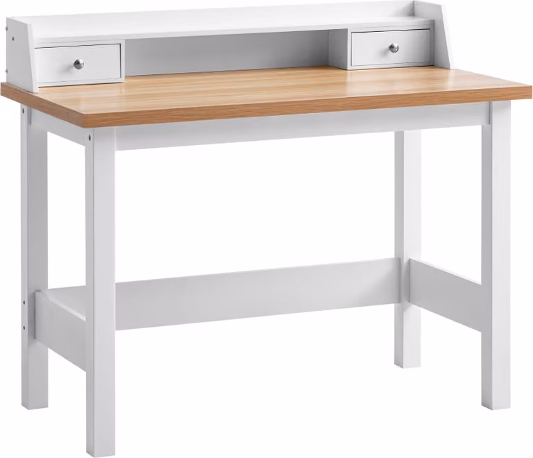 WOHNLING Scrivania 106x53x90 cm Bianco Scrivania per ufficio con cassetto Home office Scrivania per computer Salvaspazio con spazio di archiviazione Ufficio Tavolo per laptop Studio