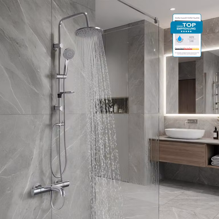 Miscelatore per vasca HANSGROHE Ecostat 1001 CL con doccetta o soffione a pioggia, blocco di sicurezza a 40°, termostato per vasca con funzione Eco in cromo