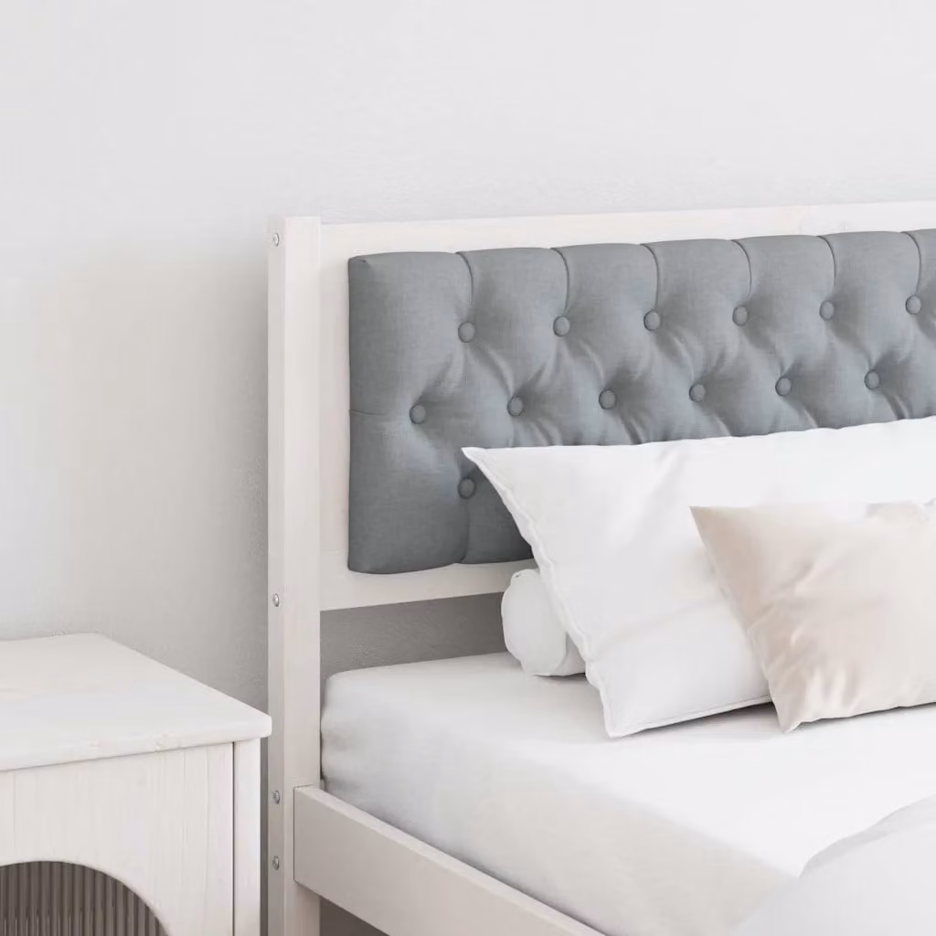 Testiera per letto imbottita vidaXL in legno di pino massello, Bianco e Grigio, 205.5 cm