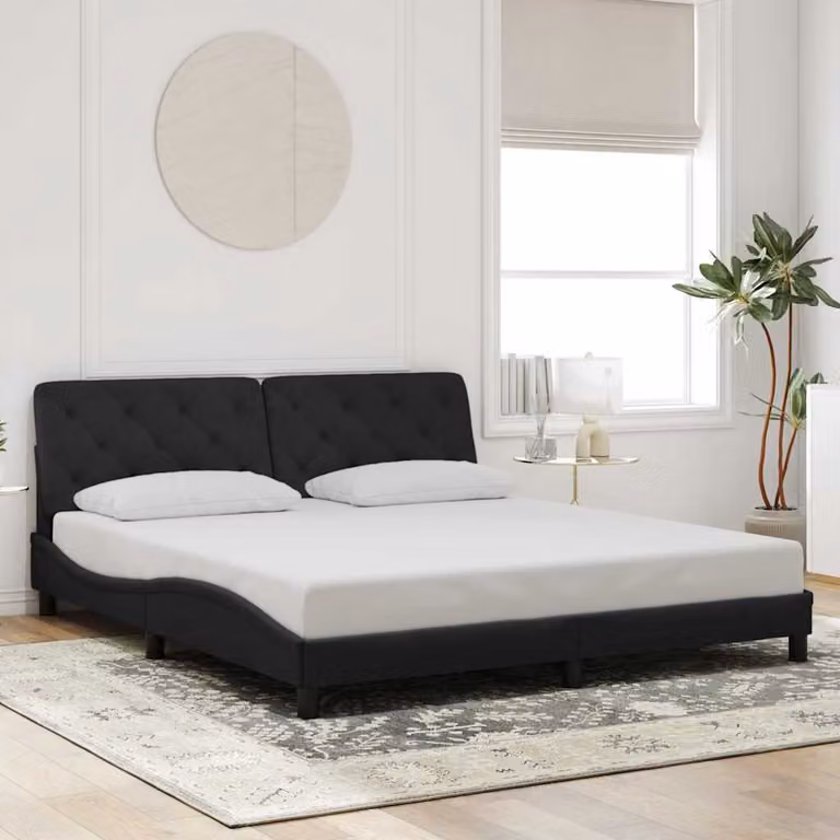 Giroletto senza materasso vidaXL in velluto nero con doghe in legno, L/P/H: 180 x 200 x 185 cm