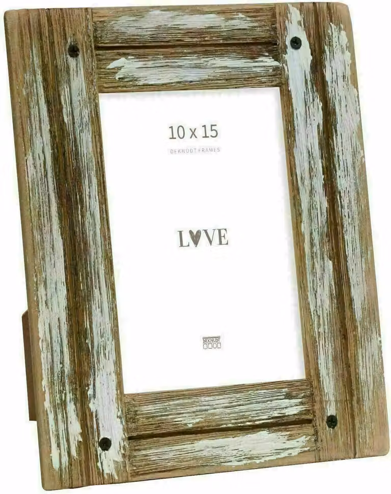 Deknudt S67UD1 cornice per foto in legno bianco-marrone naturale 10,0x15,0 cm