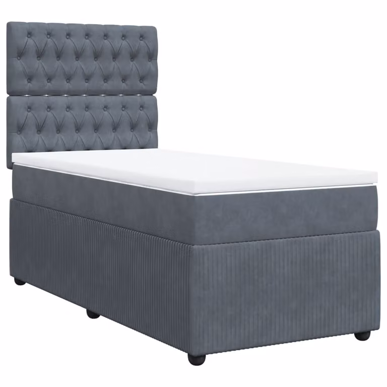 Giroletto a Molle con Materasso Grigio Scuro 100x200 cm Velluto