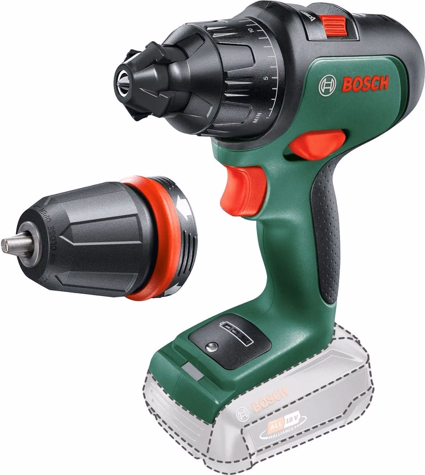 Bosch AdvancedImpact 18 1500 giri/min senza chiave 1,1 kg Nero, verde