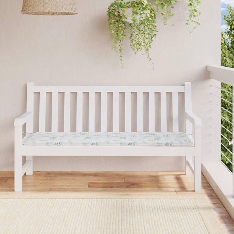 Cuscino per panca vidaXL con motivo a foglie, verde e multicolore, in tessuto Oxford impermeabile e traspirante, L 150 cm x P 50 cm x H 3 cm