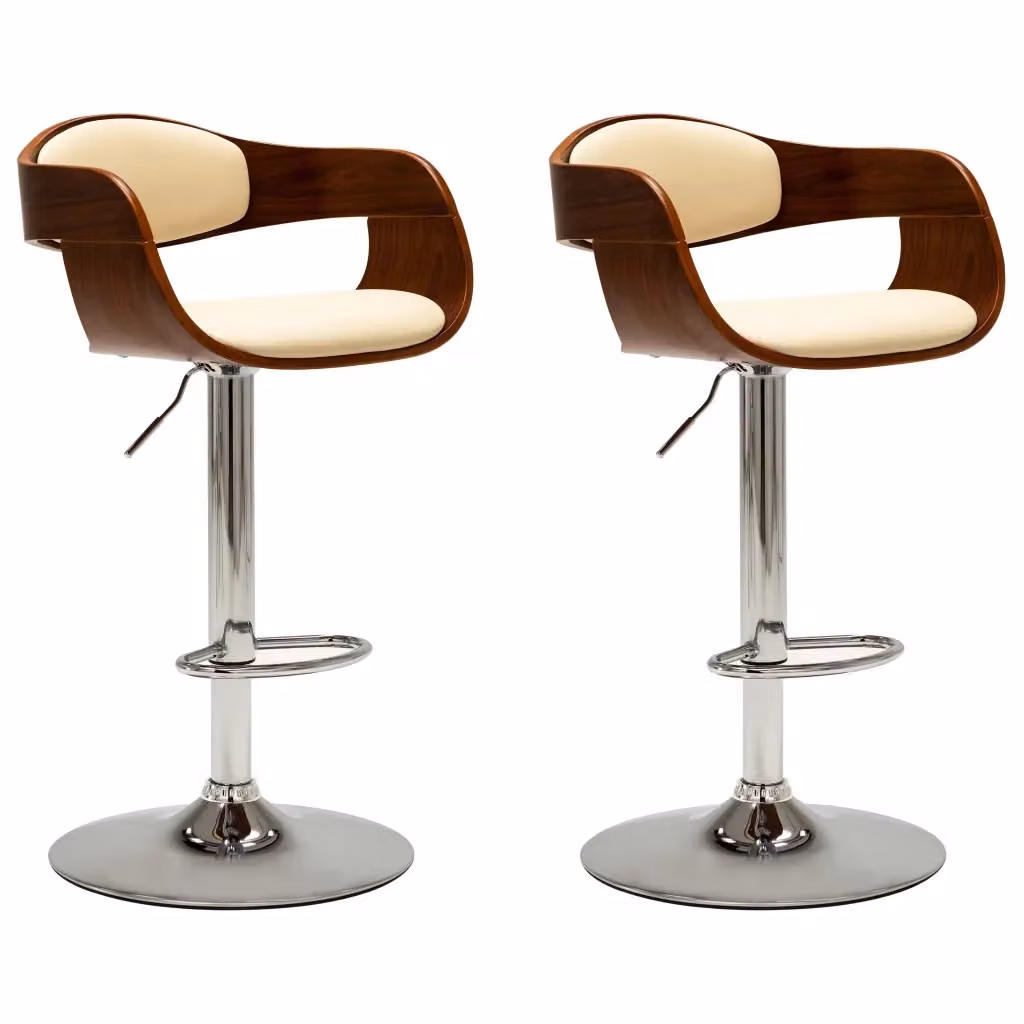 Set di 2 sedie da bar vidaXL in legno e similpelle beige e marrone per sala da pranzo in stile moderno – 2