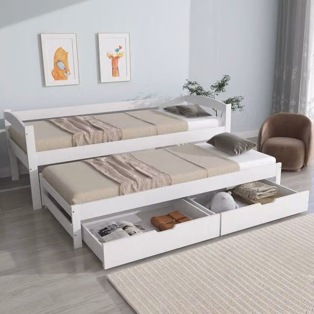 letto a giorno in legno massello e mdf bianco 200 x 90 cm