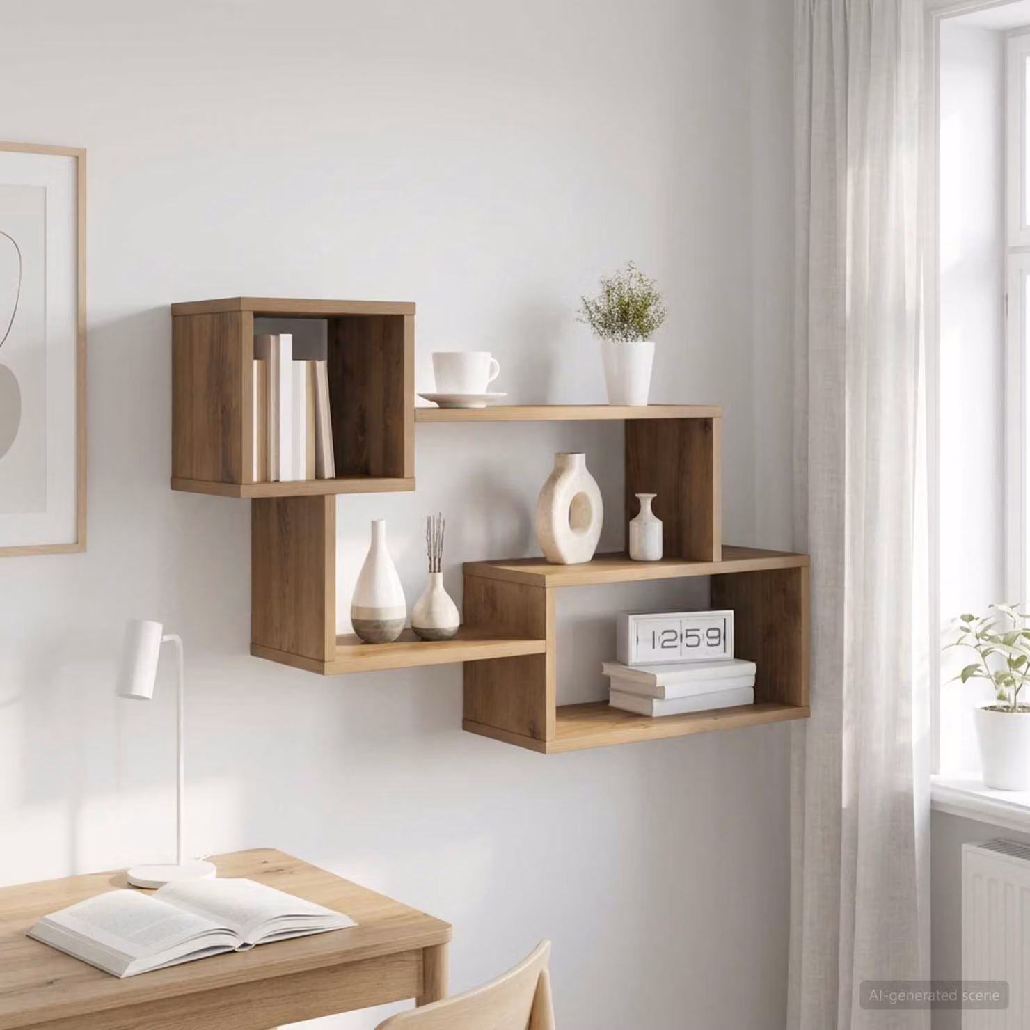 vidaXL Mensola sospesa moderna in rovere marrone con pannello posteriore L 87 cm x P 20 cm x H 55 cm