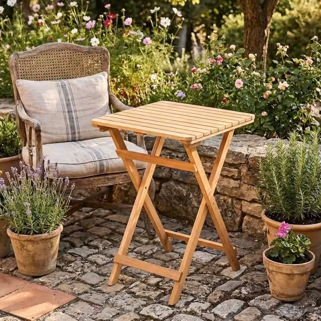 Tavolo da esterno DMORA in legno massello trattato marrone per 2 persone L/P/H: 60 x 60 x 72 cm
