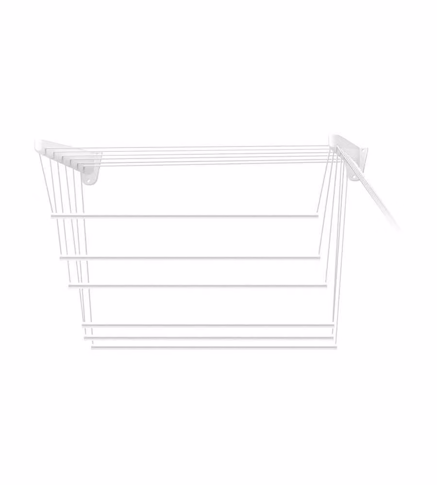 Framar Stendibiancheria Saliscendi da Parete e Soffitto Acciaio Bianco 50x120cm