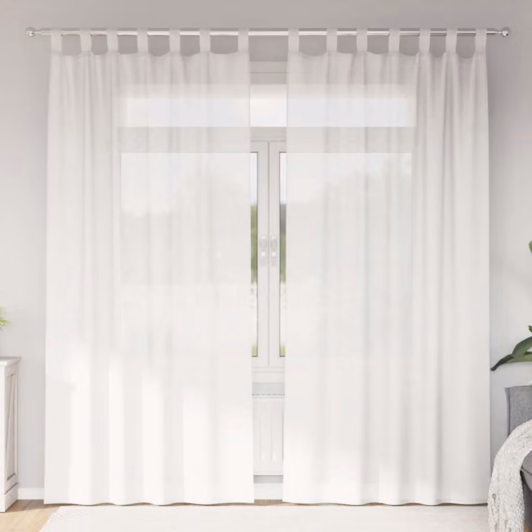 Set di 2 tende semitrasparenti in voile vidaXL bianche con passanti, L: 140 cm, H: 245 cm