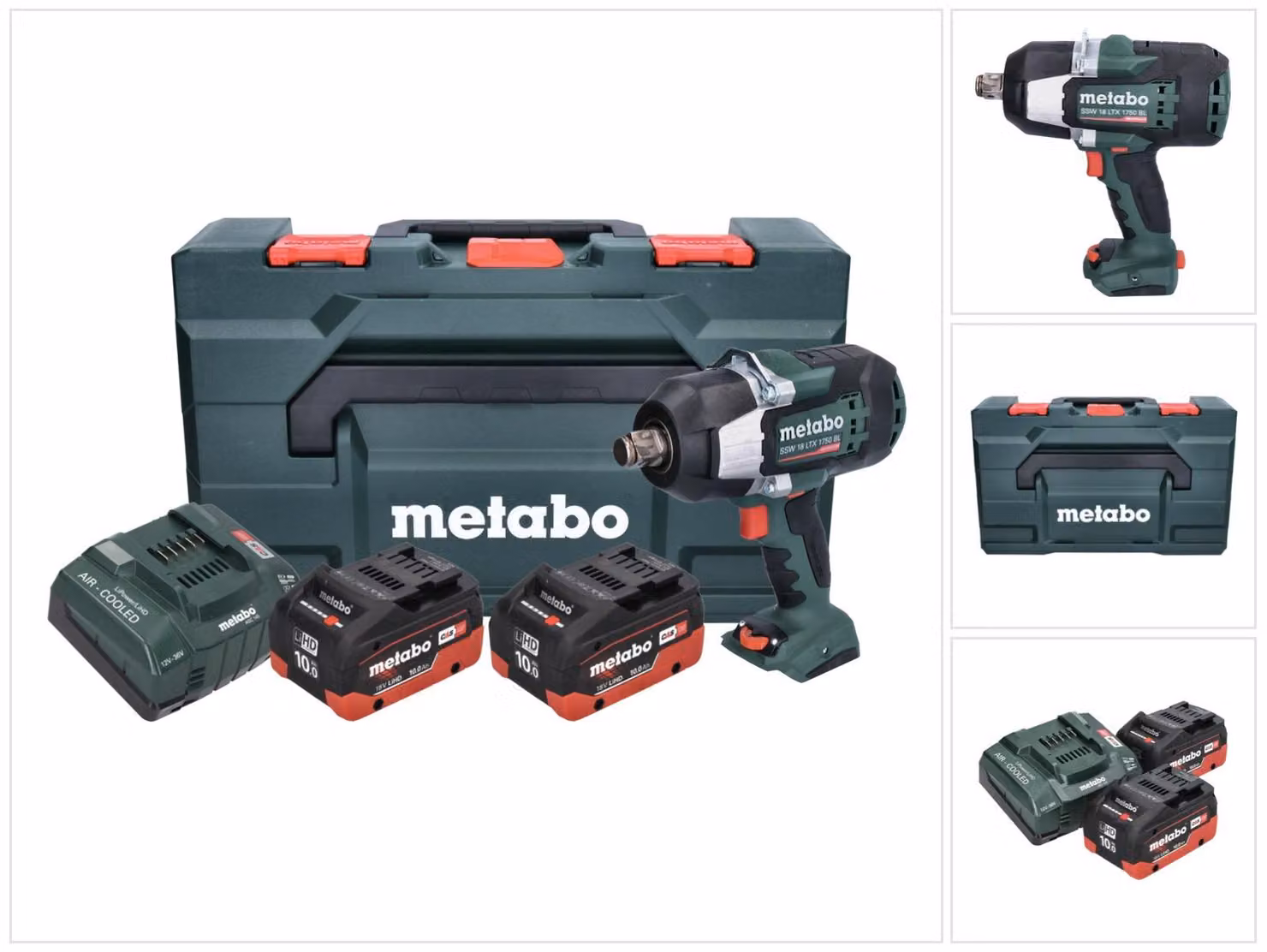 Metabo SSW 18 LTX 1750 BL avvitatore a impulsi a batteria 18 V 1750 Nm 3/4" brushless + 2x batteria ricaricabile 10,0 Ah + caricatore + metaBOX
