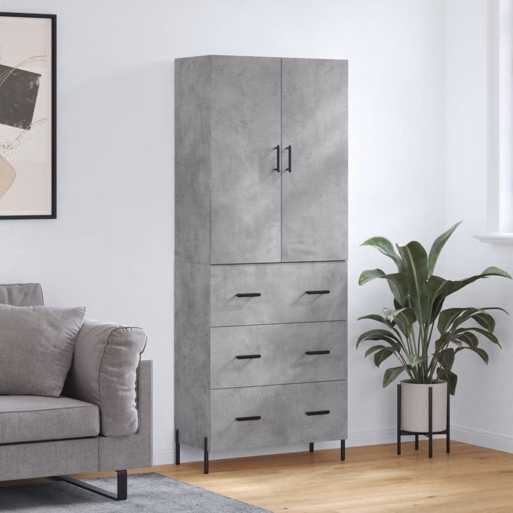 vidaXL Credenza grigio cemento 69,5x34x180 cm materiale a base di legno