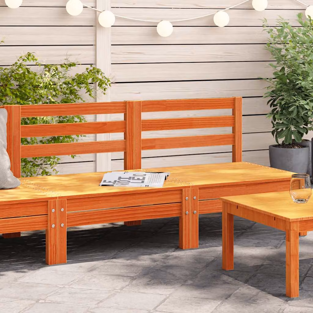 Set di 2 divani da giardino senza braccioli vidaXL in pino massello cerato marrone