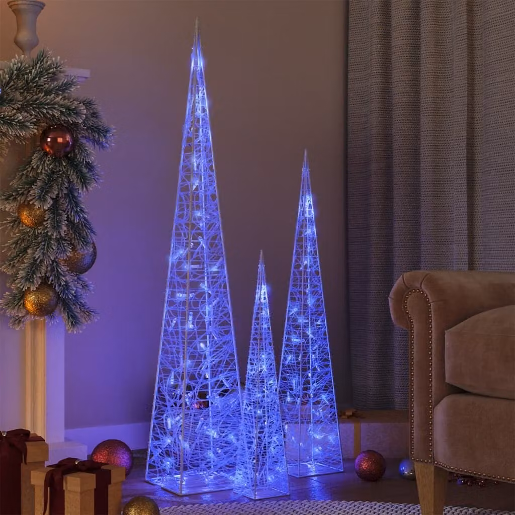 The Living Store Set di coni luminosi a LED decorazione acrilica blu 60/90/120cm