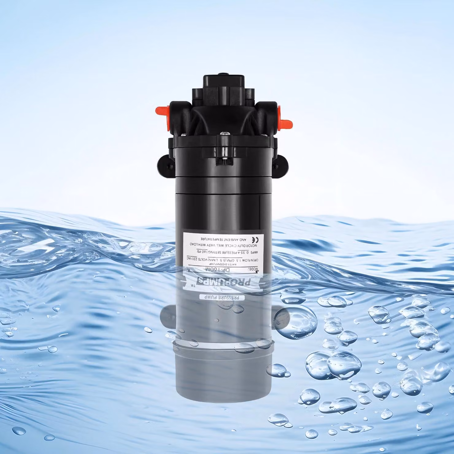 Pompa acqua - DP-160M Pompa a membrana a 3 camere - Autoadescante 0,5-1 m - Max 160 psi (11 bar) - Spina 220V EU - Cavo 1,9 m