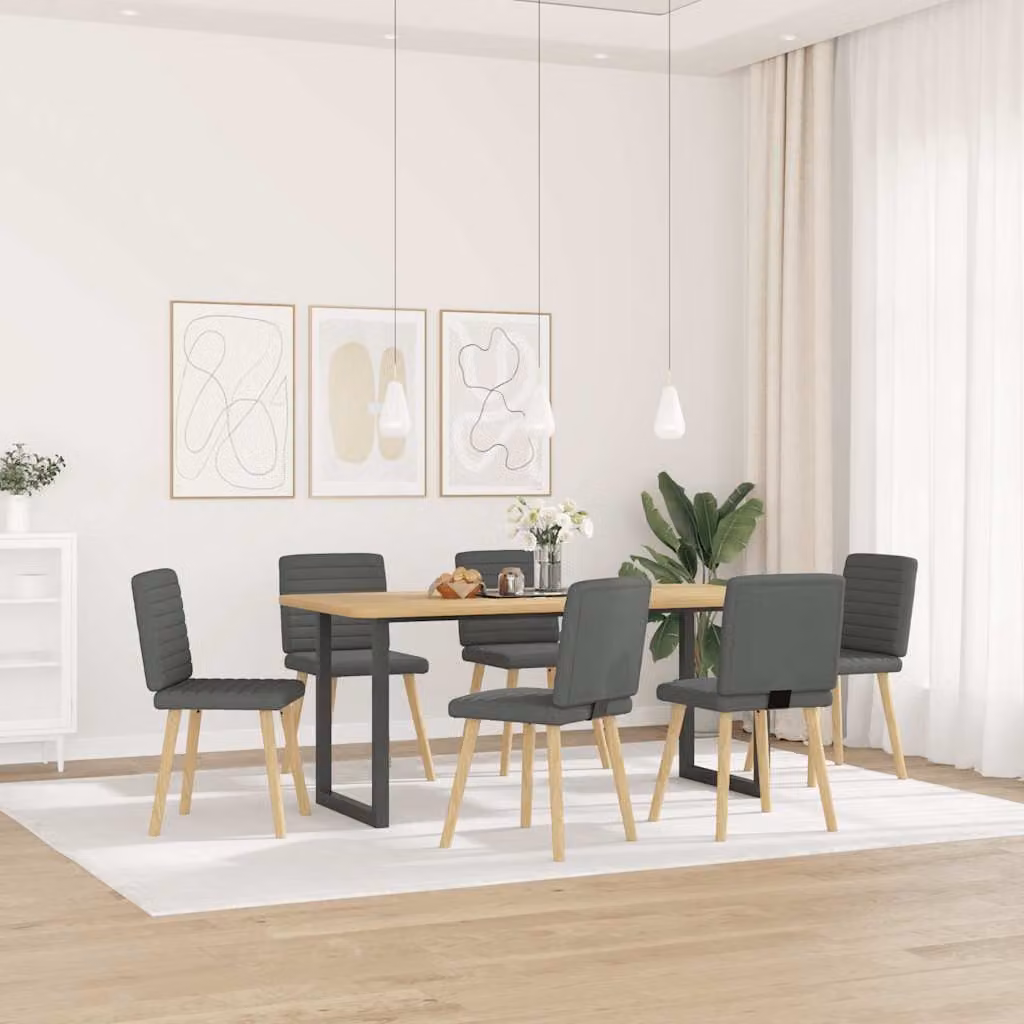 Sedie da Pranzo 6 pz Grigio Scuro in Tessuto