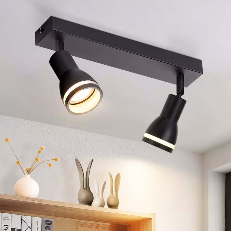 ZMH LED plafoniera 2 fiamme nere plafoniera spot GU10 orientabile faretto da parete spot da soffitto interni per corridoio soggiorno cucina senza lampadine