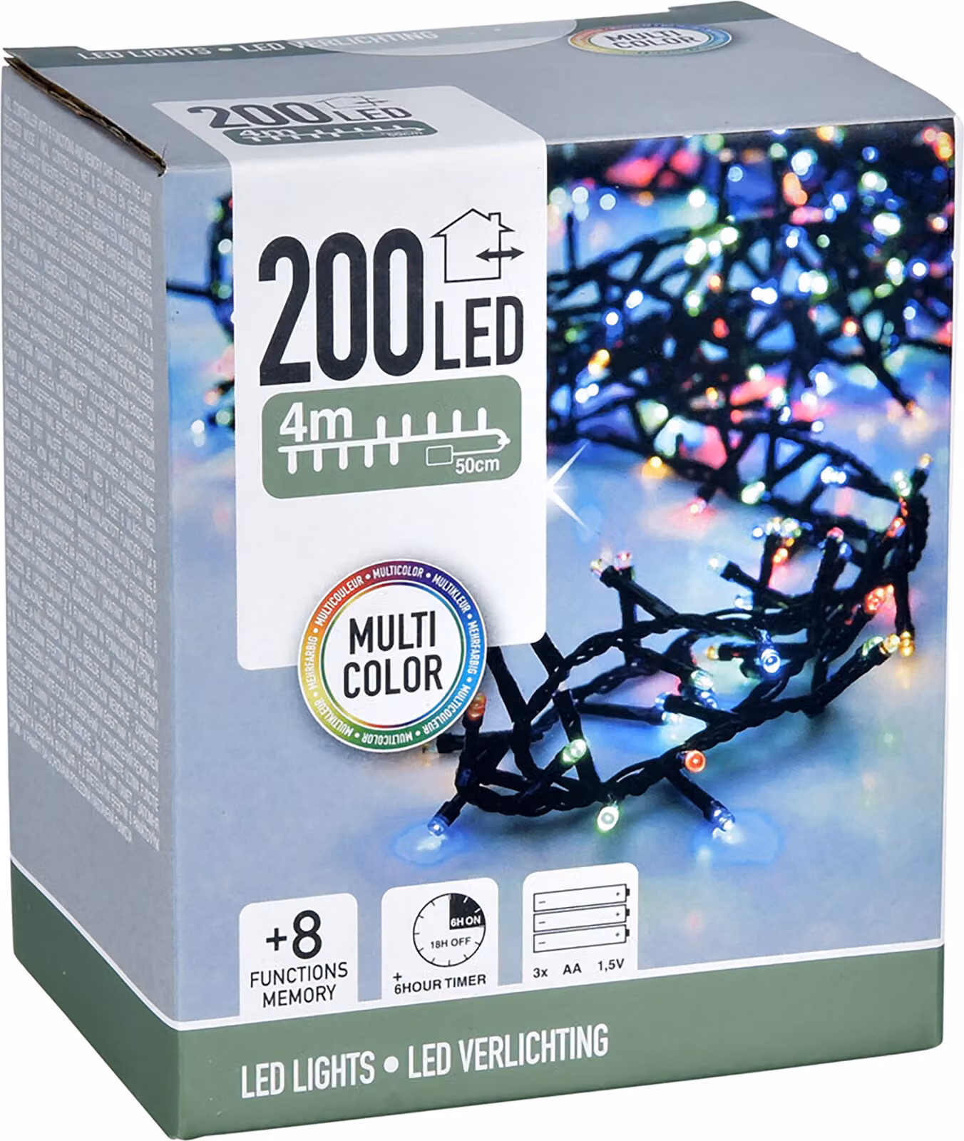 200 luci fiabesche a LED colorate - Distanza tra le lampade 4 m / 2 cm - Timer / Funzioni / Esterno