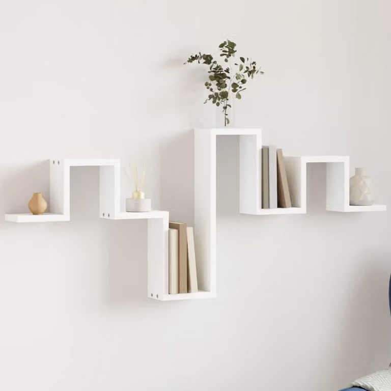 Scaffale a Parete Moderno vidaXL Bianco in Legno e MDF L: 104,5 cm, P: 10 cm, H: 43 cm