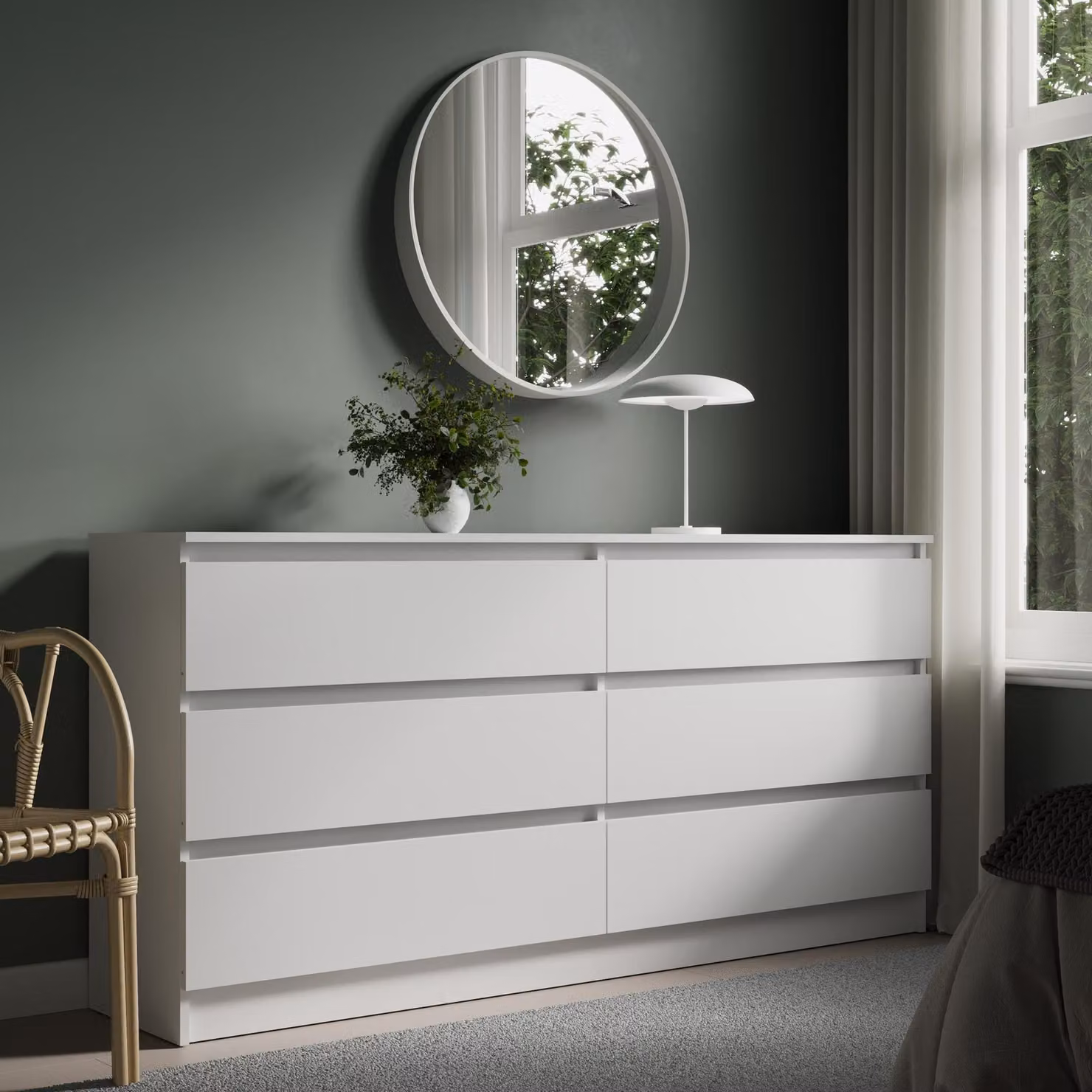 Home Collective: credenza con 6 cassetti per il soggiorno | ampio spazio contenitivo con 6 cassetti, larghezza 160 cm | mobili per camera da letto, ingresso e guardaroba | 160x77,5x35 cm | bianco