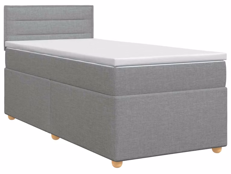 vidaXL Letto a molle con materasso grigio chiaro 90 x 190 cm in tessuto