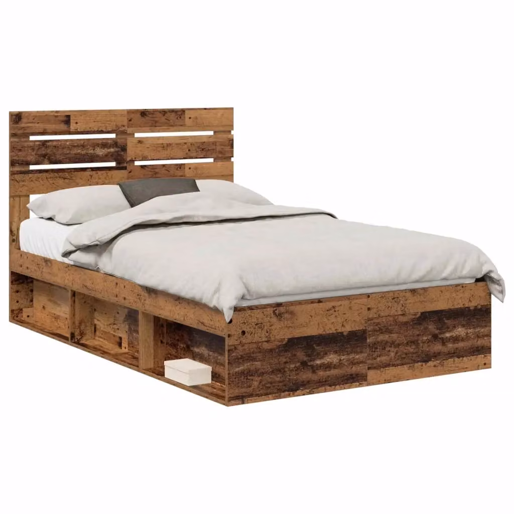 Struttura letto in pino massello vidaXL colore marrone con doghe in legno L: 120 cm, P: 200 cm, H: 123 cm – 2