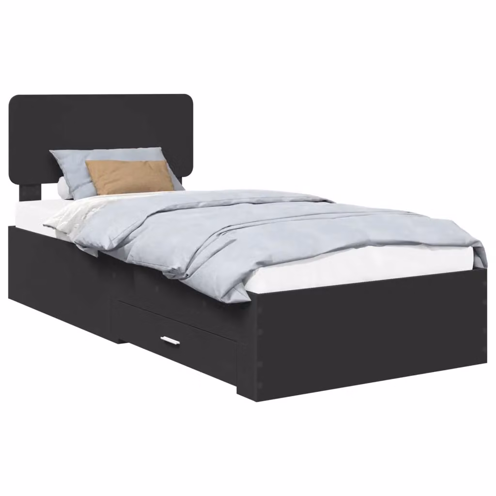 Struttura letto con cassetti vidaXL in legno ingegnerizzato nero L: 75 cm, P: 190 cm, H: 90 cm – 2