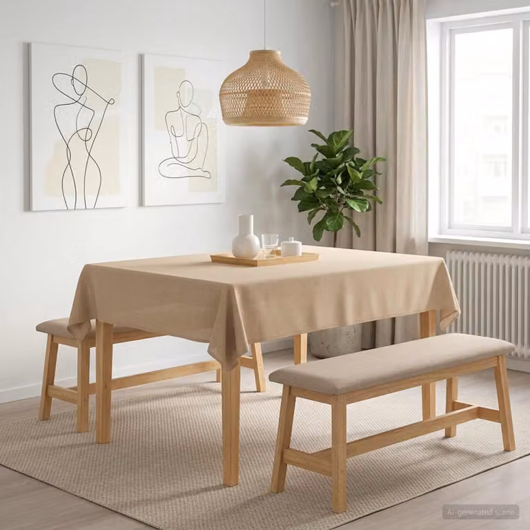 Tovaglia rettangolare vidaXL beige in poliestere idrorepellente e antimacchia L: 140 cm, P: 160 cm