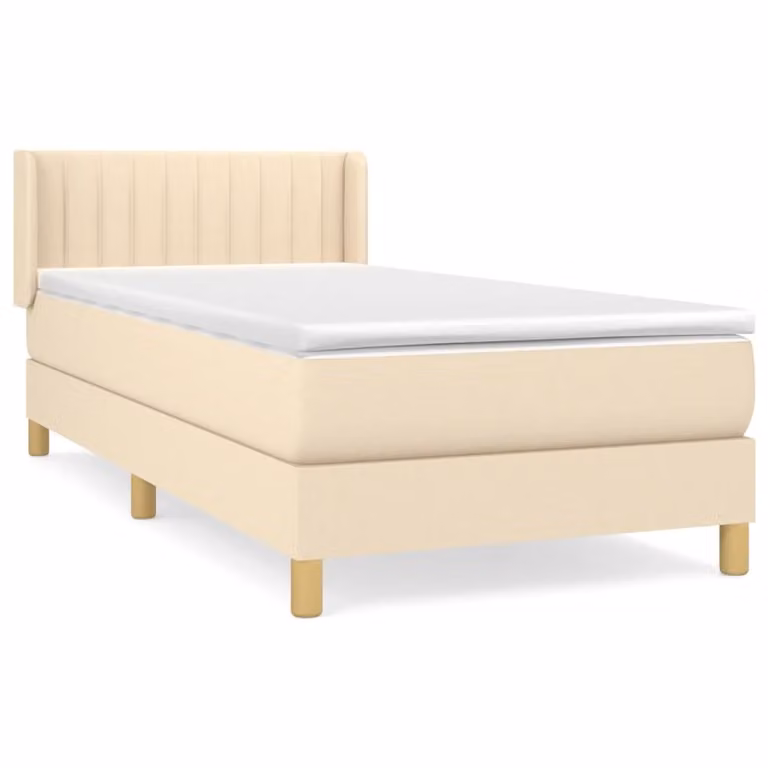 Giroletto a Molle con Materasso Crema 90x190 cm in Tessuto
