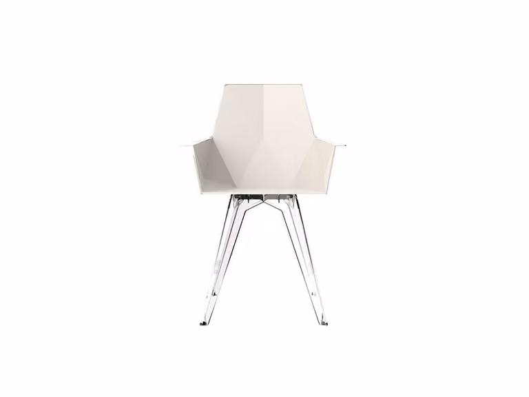 Faz Sedia con Braccioli - Bianco / Base Trasparente