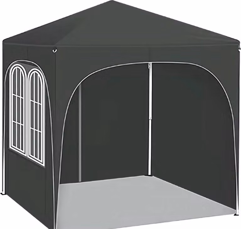 Gazebo pieghevole da giardino 2x2 m - Con pareti laterali - Regolabile in altezza - Gazebo pop-up - Impermeabile e con protezione UV - Grigio - Per il giardino e l'esterno