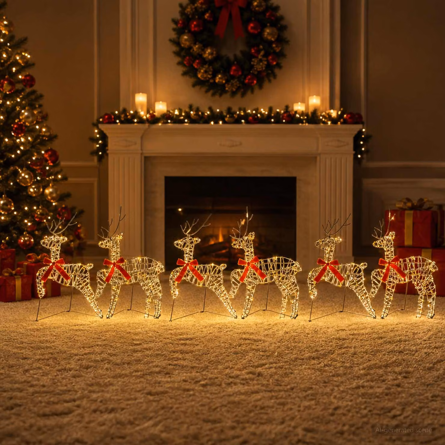 vidaXL Renna di Natale 6 pz 80 LED Bianco caldo 43 x 19 x 65 cm