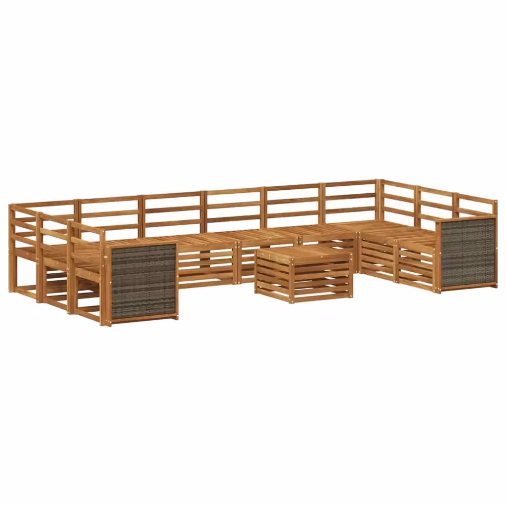 Set di divani da esterno moderno vidaXL in legno di acacia massello marrone 8 pezzi – 2