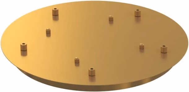 Rosone Tondo in Metallo Ottone Satinato con 5 Fori, Diametro: 40 cm