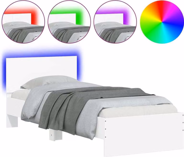 Giroletto con Testiera e LED Bianco 90x200 cm