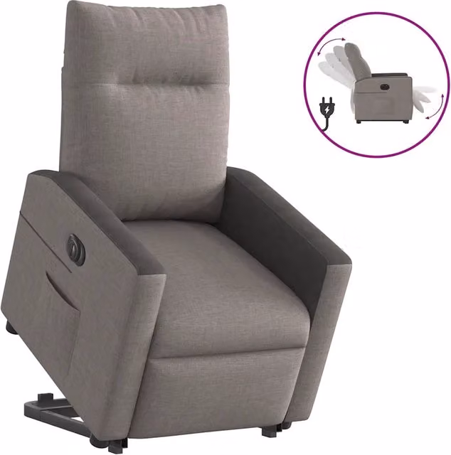 Poltrona | Sedia Relax Alzapersona Reclinabile Elettrica Tortora in Tessuto