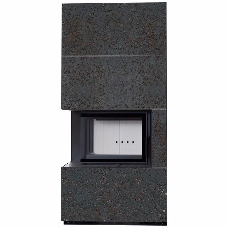 Kit caminetto KRATKI FLOKI BOX sinistro 8 kW Ø 160 Sinterizzazione al quarzo OXIDE NERO