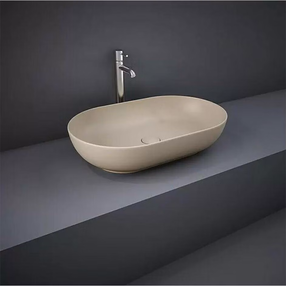 Vetroceramica Lavabo da appoggio Feeling, senza sfioratore, cappuccino, opaco, 55 x 35 cm