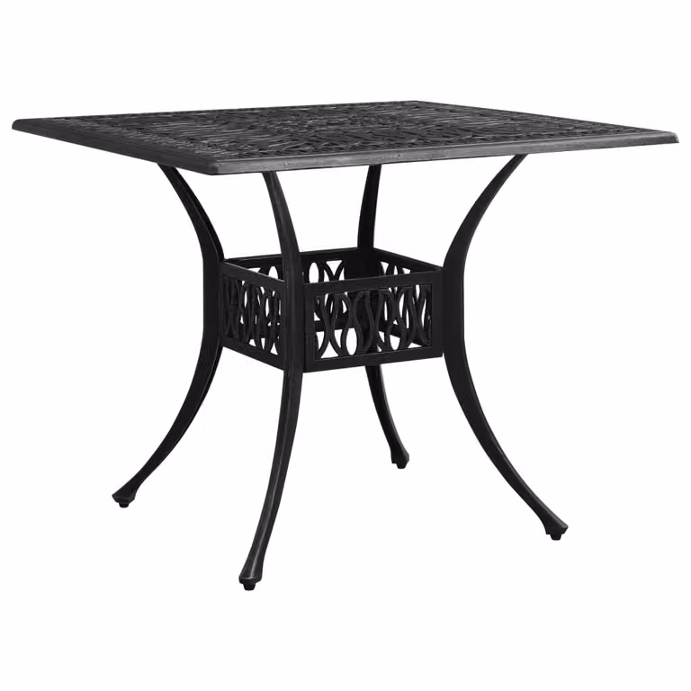 vidaXL Tavolo da giardino nero 90x90x73 cm in fusione di alluminio