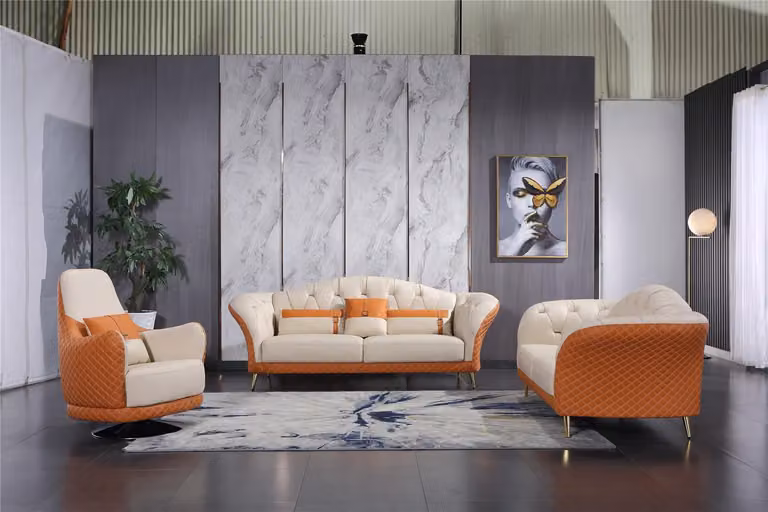 Luxus Sofagarnitur 3+1+1 Sitzer mit Möbel Couch Ledersofa Gruppe Sofas