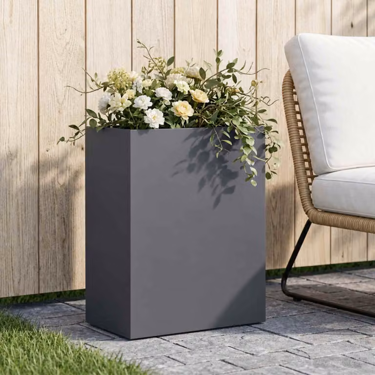 Vaso da giardino vidaXL in metallo Antracite L: 40 cm, P: 20 cm, H: 50 cm