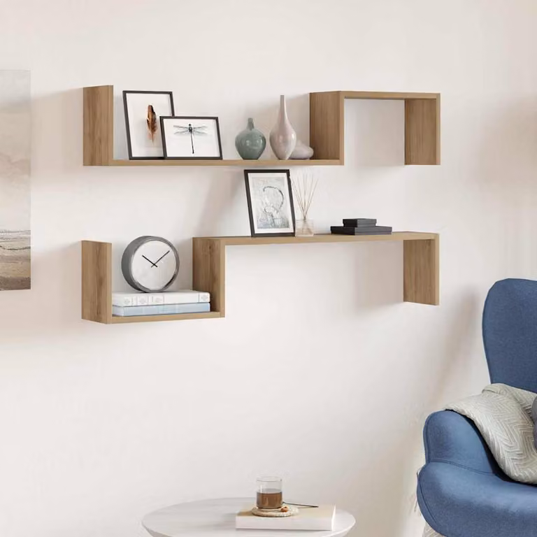 Set di 2 mensole da parete vidaXL in MDF marrone stile moderno L: 100 cm, P: 20 cm, H: 15 cm