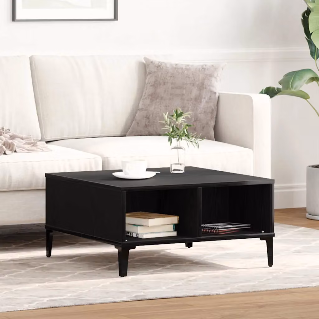 vidaXL Tavolino da salotto moderno quadrato in rovere e nero L/P/H: 60 x 60 x 30 cm