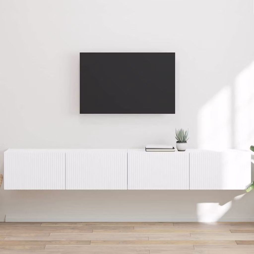 Set di 2 supporti per TV da parete vidaXL in legno MDF bianco moderno