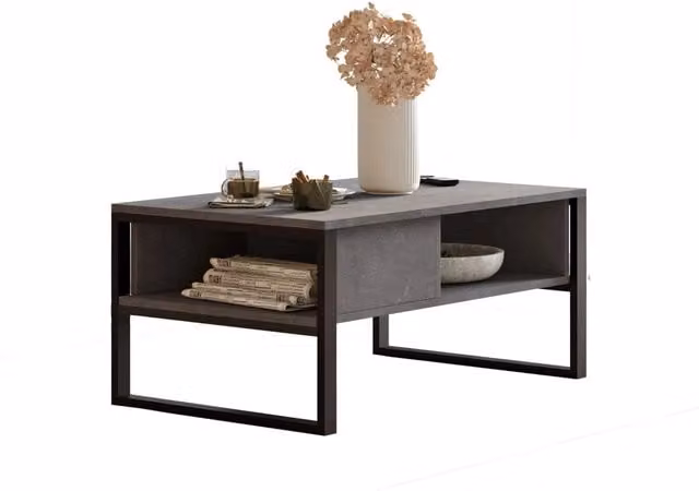 Tavolino da caffè in legno "ML34" - 100 x 59 x 44 cm - Argento