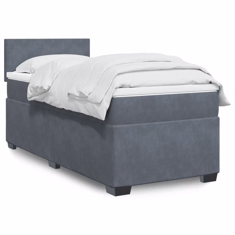 vidaXL Giroletto a Molle con Materasso Ibrido in Velluto Grigio Scuro L/P/H: 100 x 200 cm