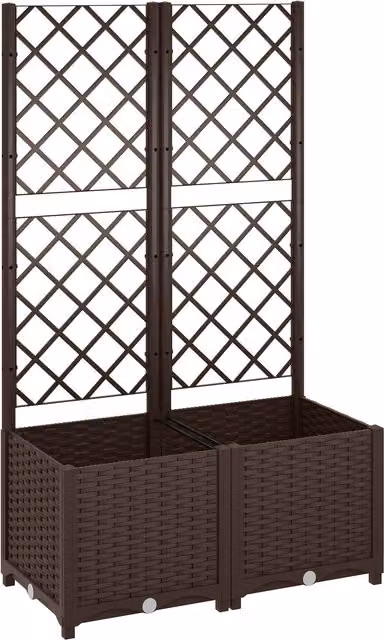 Fioriera Rialzata con Traliccio per Rampicanti Outsunny, Marrone, L 80 cm x P 40 cm x H 135 cm